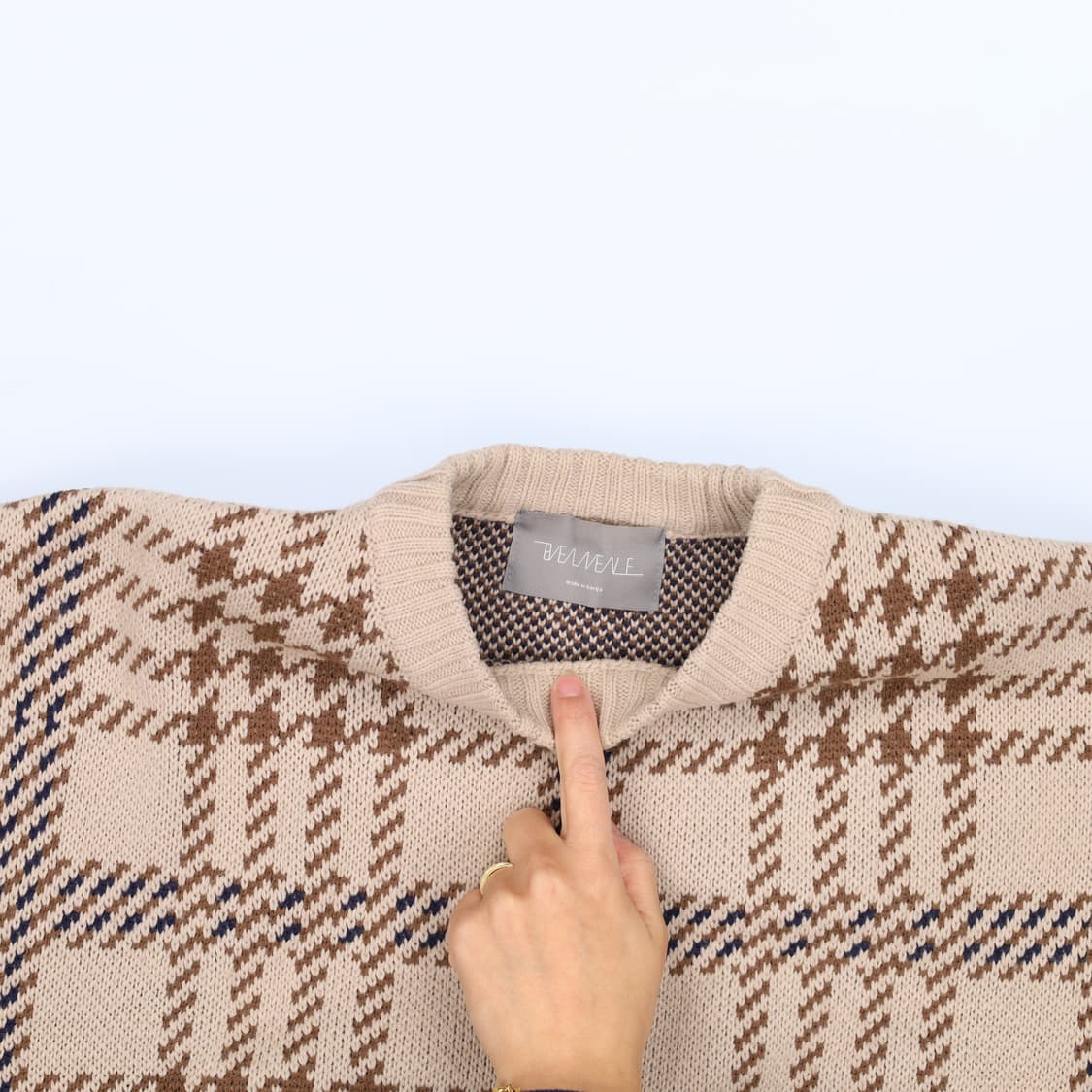 [L정도] 빈티지 남성 체크 라운드 니트 스웨터 0119H1 상품이미지3