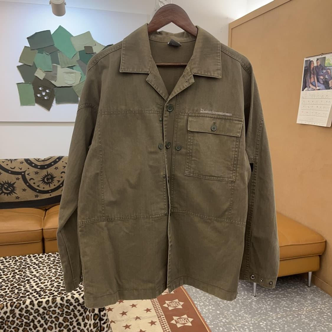 나이키 빈티지 캐주얼 올리브카키 워크 셔츠 자켓 L C09623 상품이미지3
