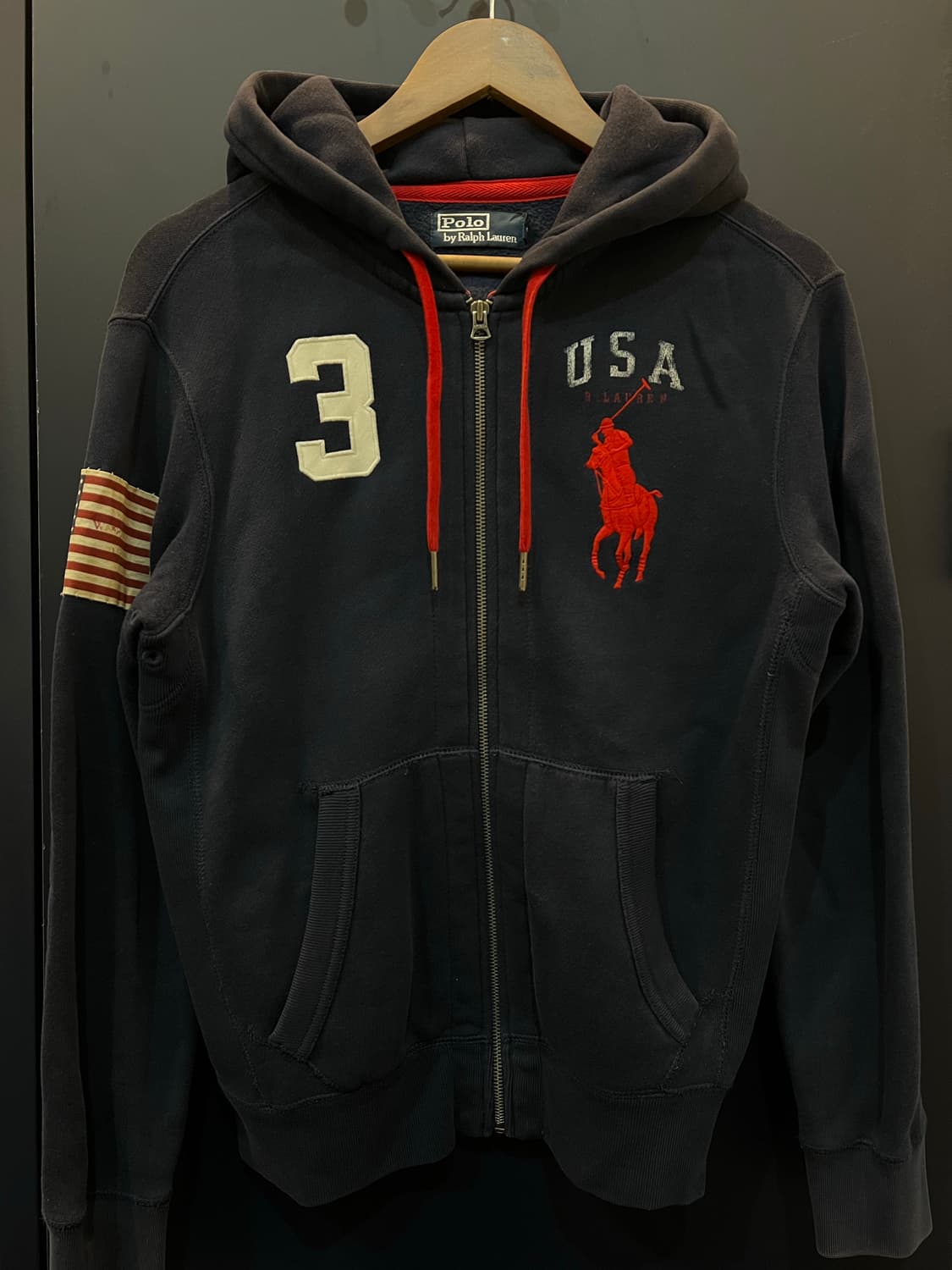 폴로 랄프로렌 빅포니 성조기 후드 집업 상품이미지1