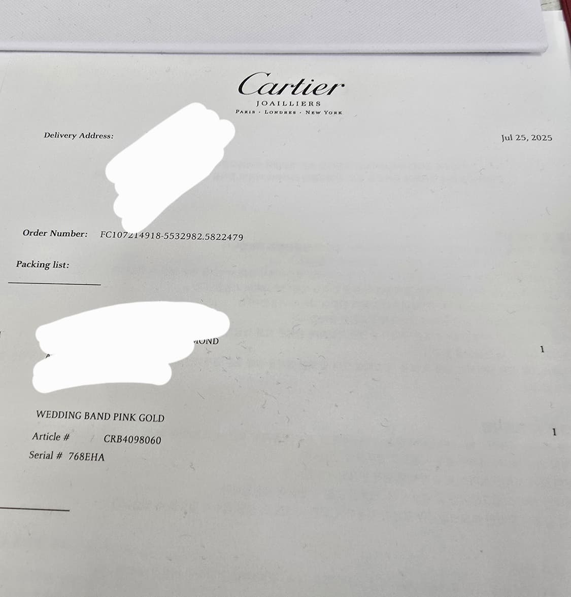 까르띠에 C 드 웨딩 링 반지 4mm 18k 핑크 골드 판매 상품이미지3