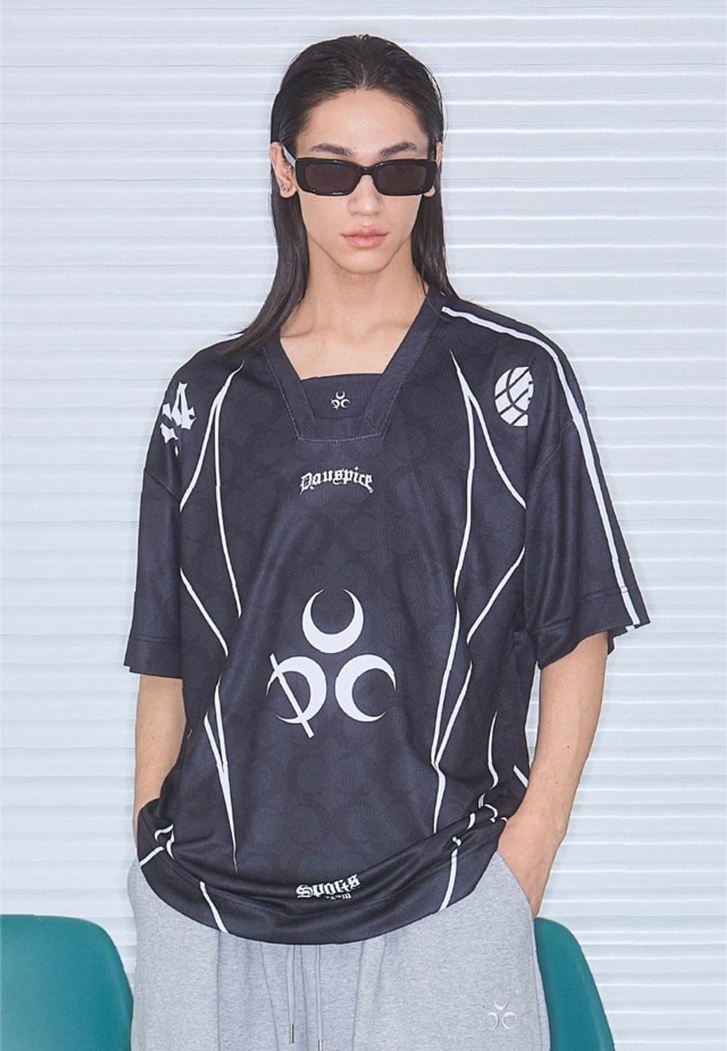 디오스피스 메쉬 풋볼 저지 블랙 반팔 티셔츠 2 상품이미지1