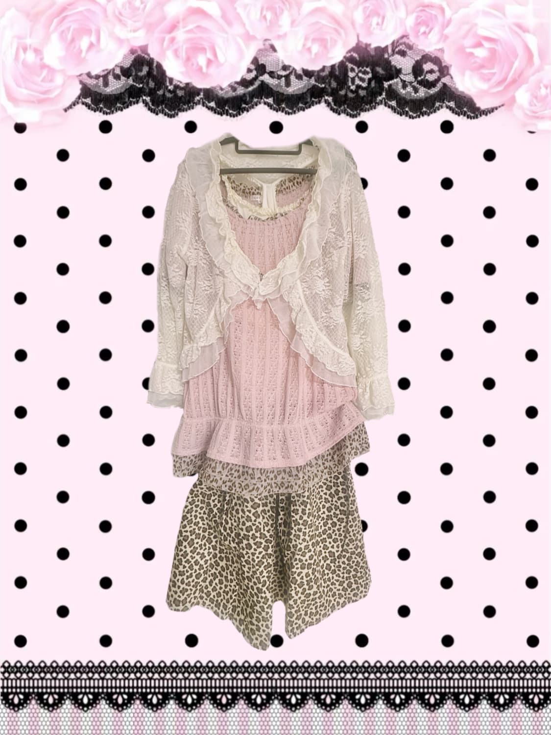 일빈/로걀로맨틱/히메갸루/하치나나/레이스볼레로+핑크원피스 셋업/코디세트 상품이미지2