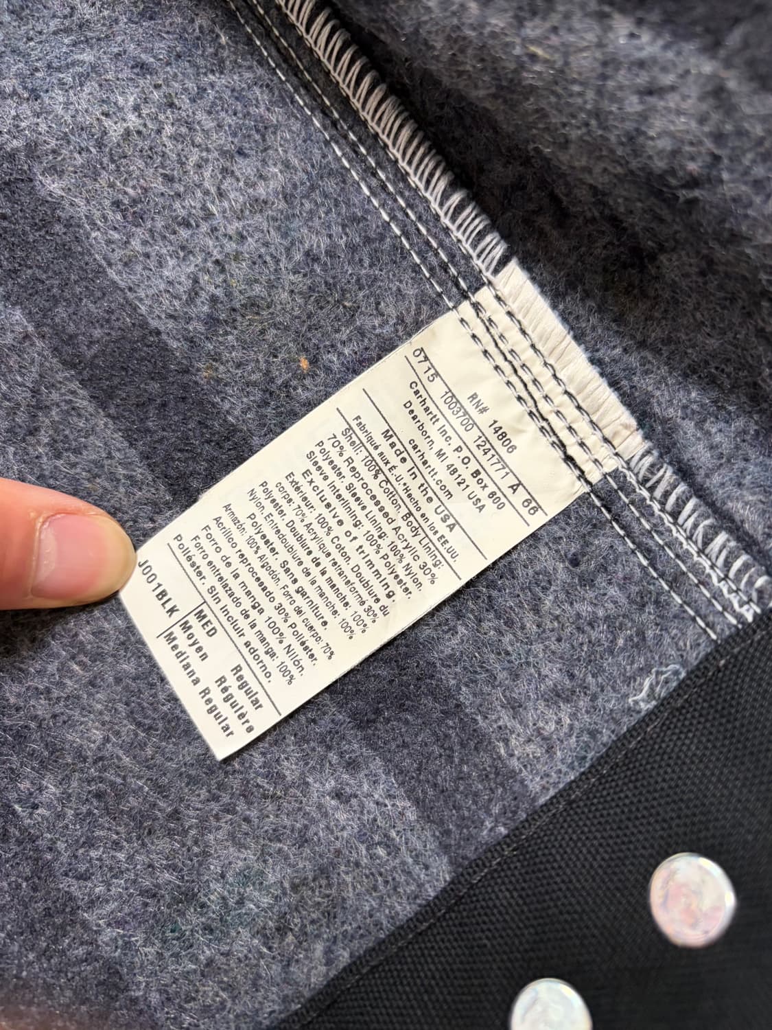 [M]칼하트 j001 디트로이트 워크 자켓 (Made in USA) 블랙 상품이미지5