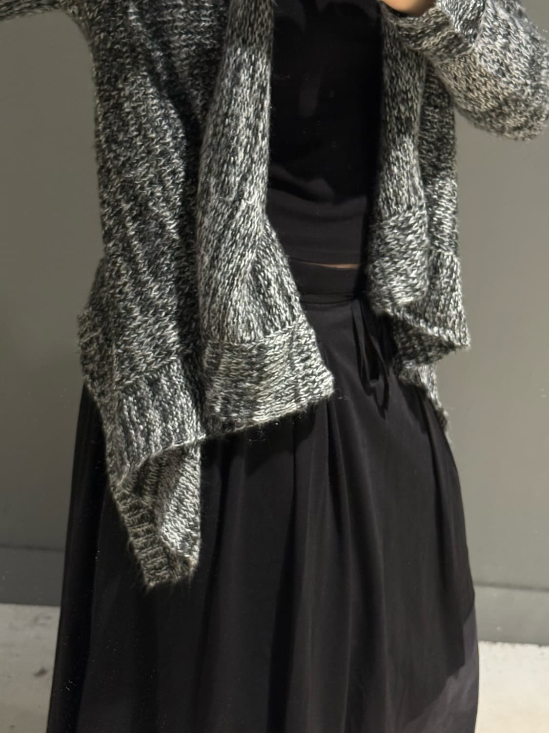 drape collar heather knit cardigan 상품이미지4