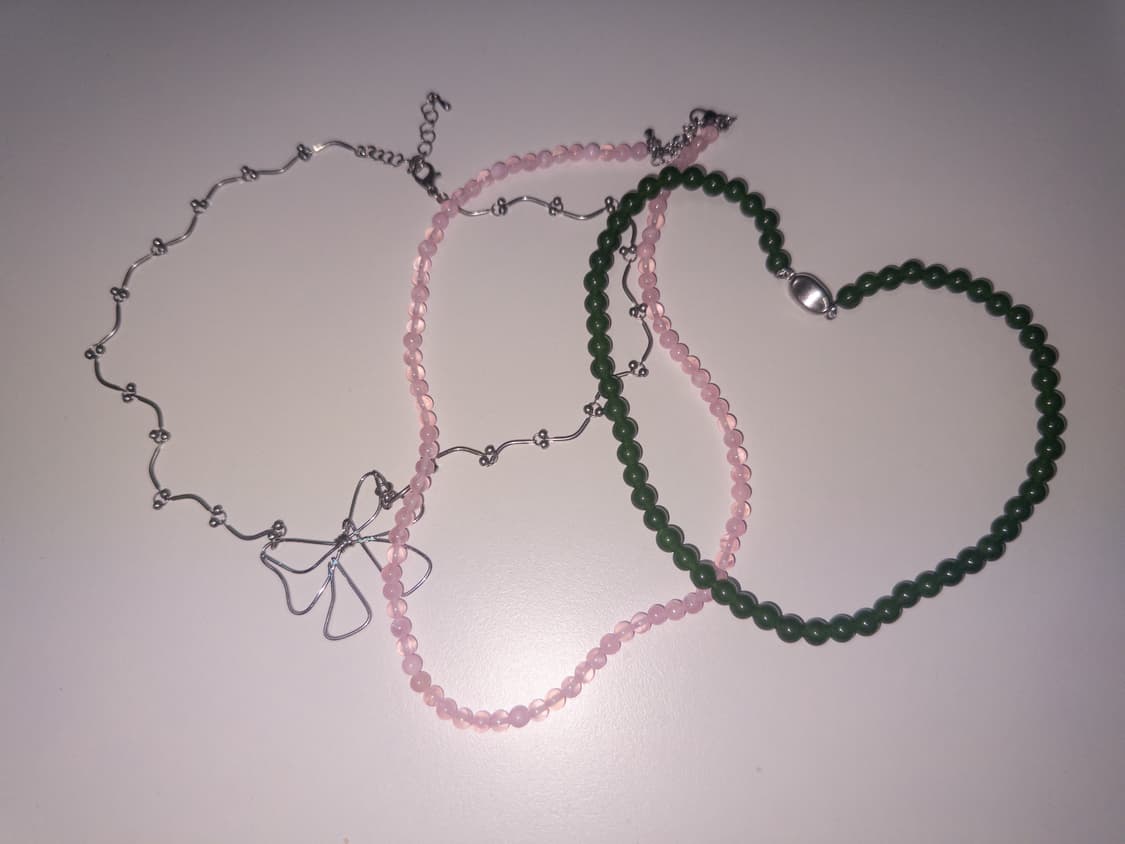 vintage 갸루 오리엔탈 비즈 목걸이 레이어드 대장템 큐빅 실버 상품이미지1