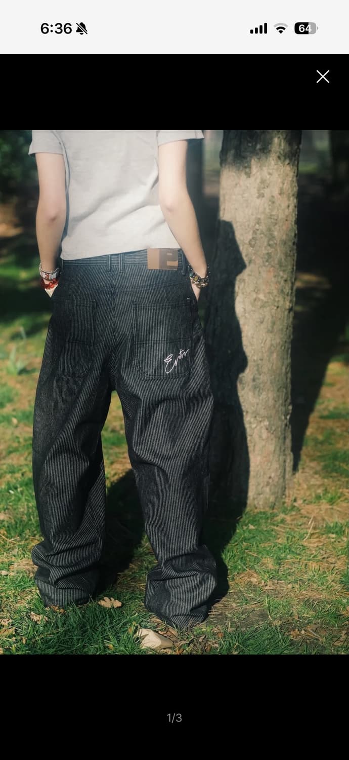 이알티알 스트라이프 팬츠 블랙 상품이미지1