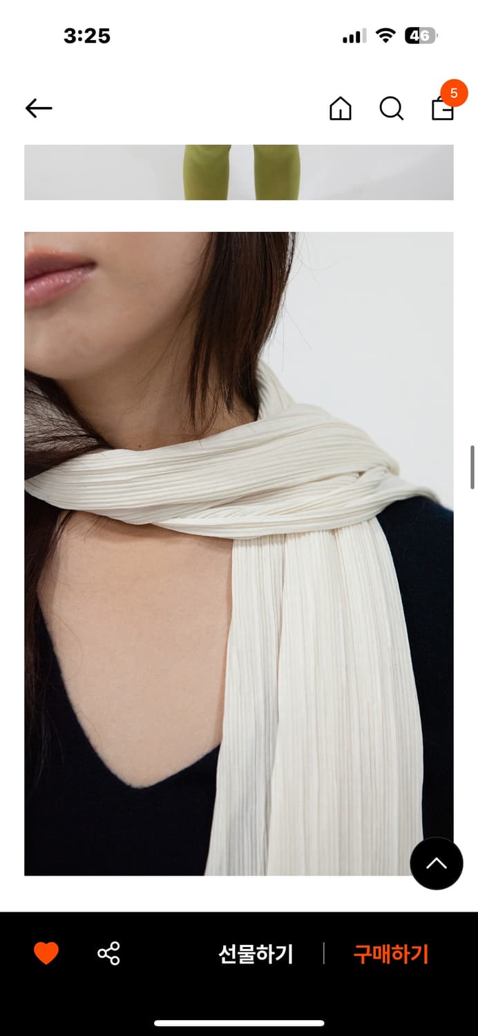 (새상품) 지지 geegee 플리츠 롱 스카프 아이보리 상품이미지3