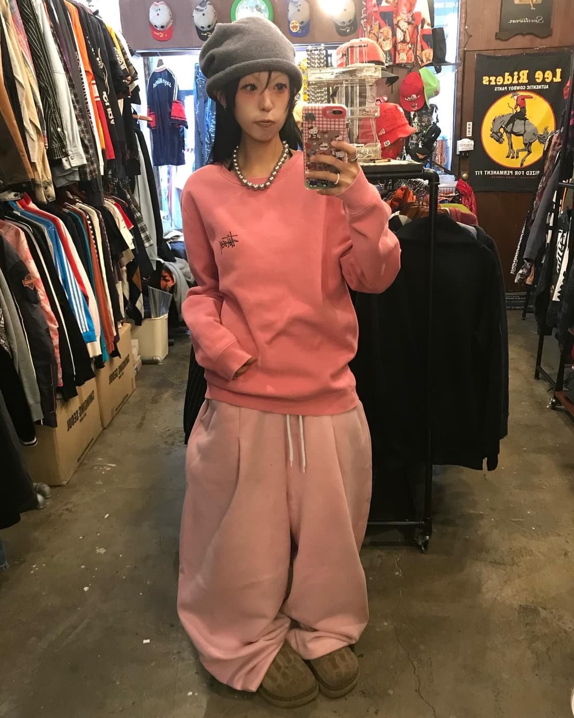 Stussy Stock Logo Pink SweatShirts 상품이미지2
