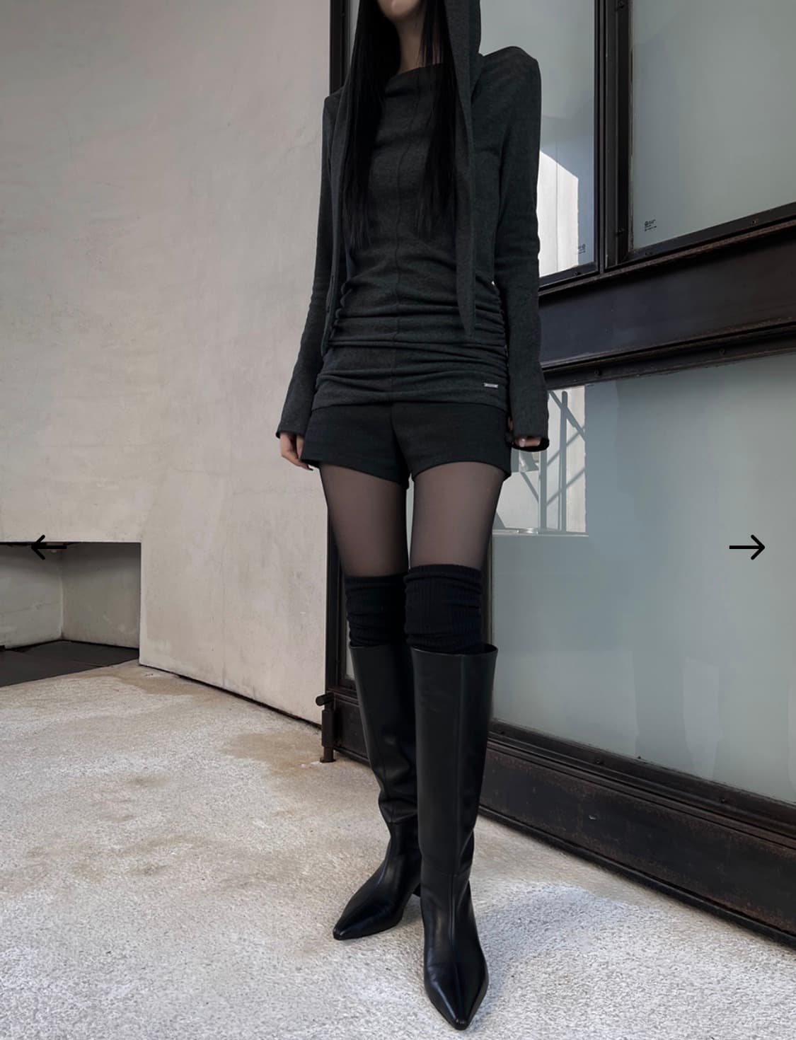 새상품) 이네기 Cozy Side Shirring Top -차콜 상품이미지2