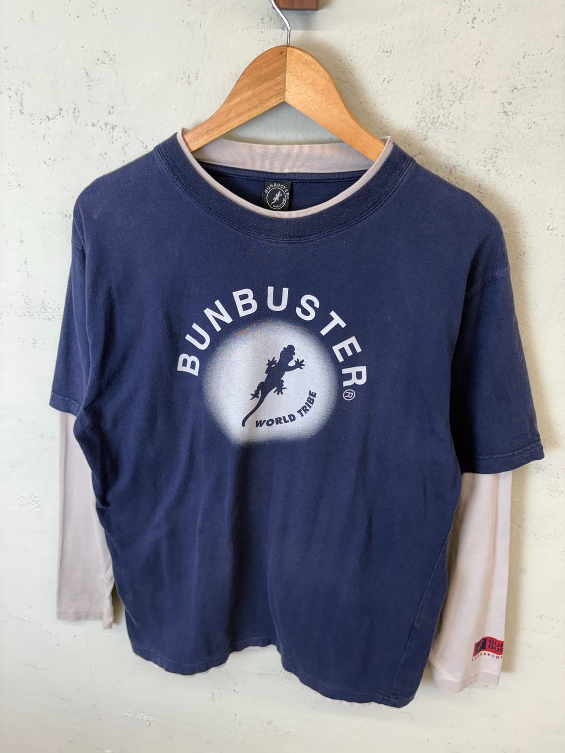 Bunbuster JPN 빈티지 레이어드 긴팔 티셔츠 네이비 상품이미지4