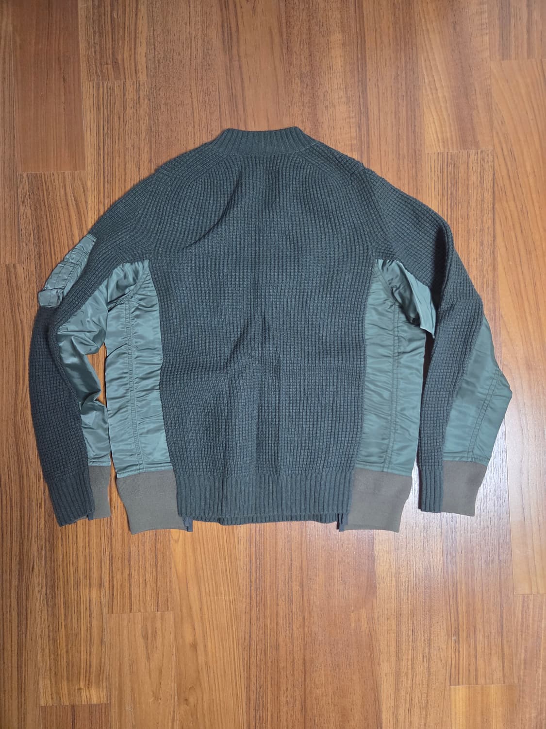 사카이 카키색 MA-1 믹스 니트 상품이미지4