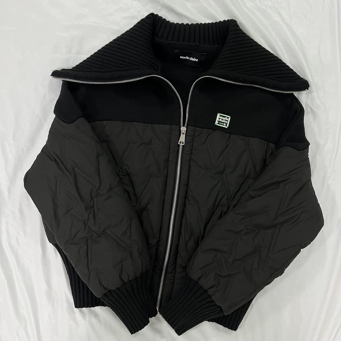 마리끌레르 니트 카라 퀼팅 숏 패딩 상품이미지1