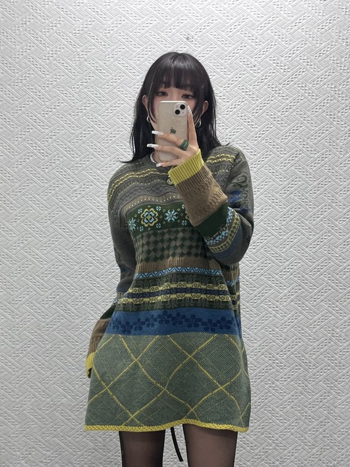 오일릴리 모리 코지 노르딕 코위찬 보헤미안 패턴 니트 L C11037 상품이미지1