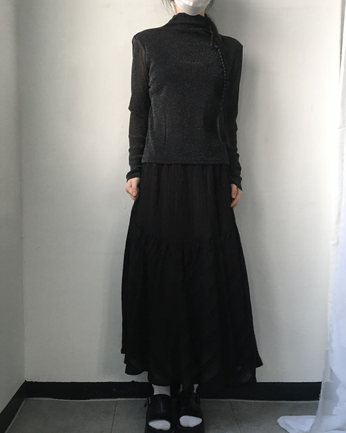 Glitter high neck mesh top 상품이미지3