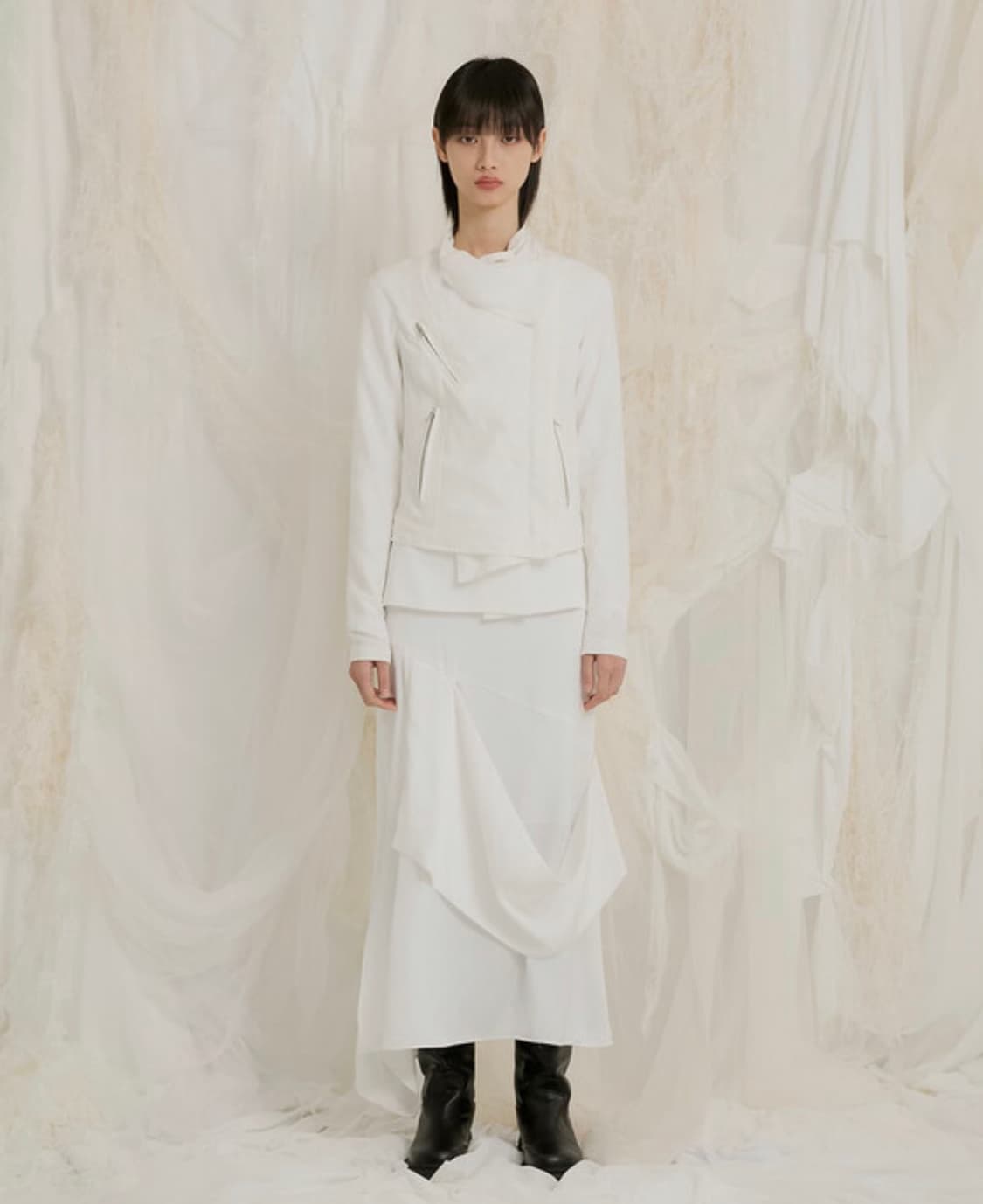 플레어업 바이커자켓 화이트 1size 상품이미지2