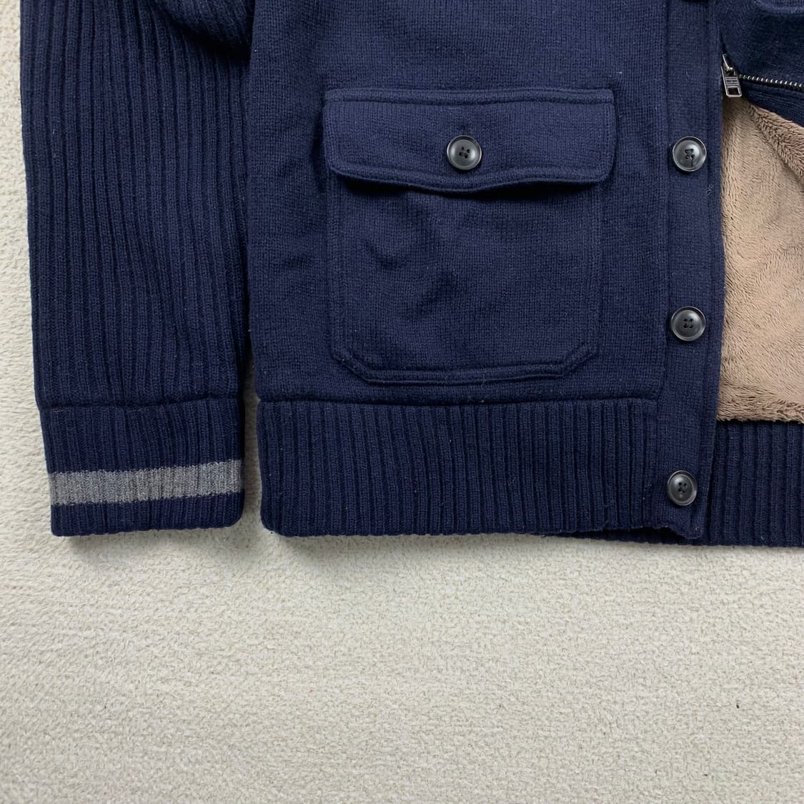 타미힐피거 퍼안감 네이비 울 니트 집업 가디건  상품이미지3