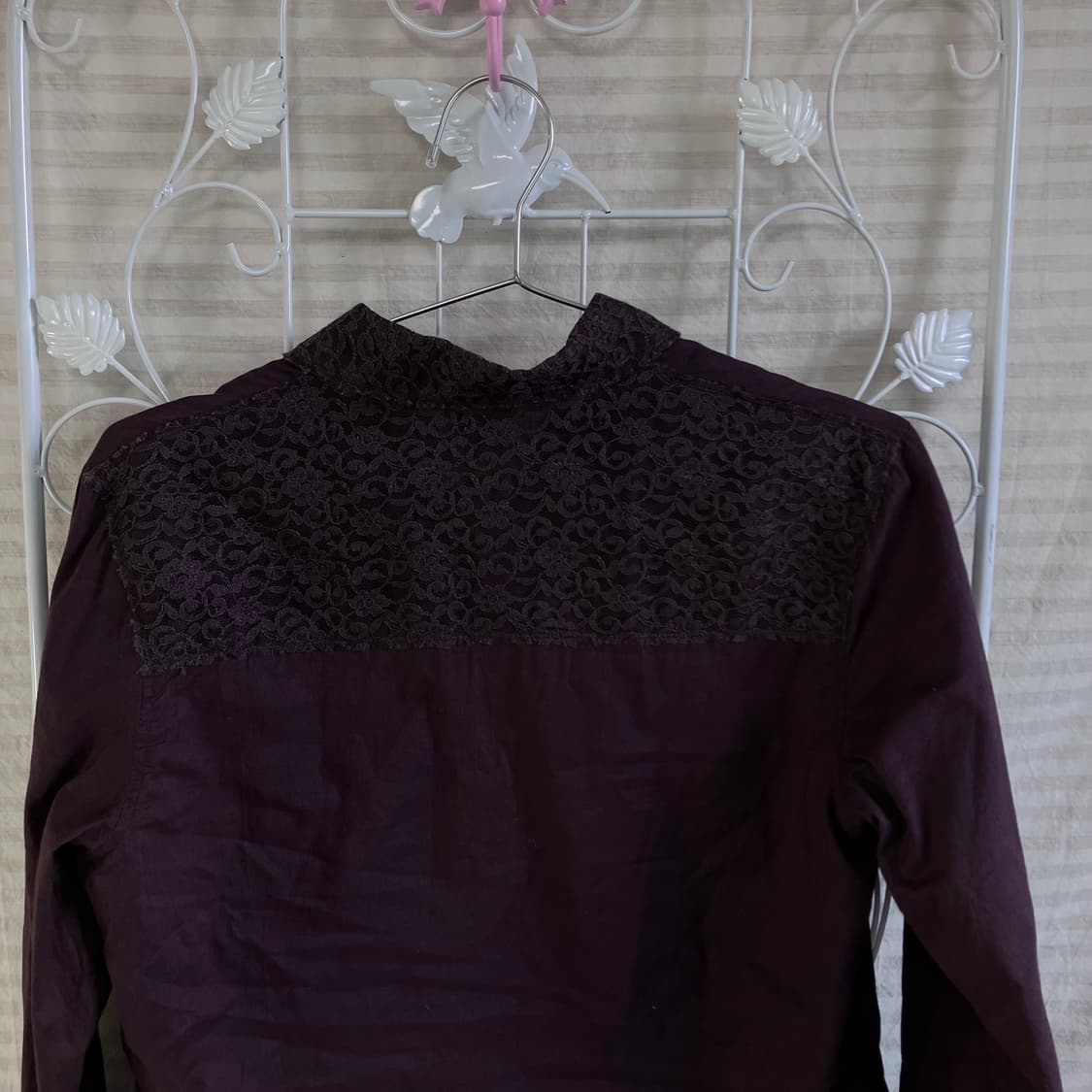 jpn vintage 딥 퍼플 앤티크 레이스 핀턱 셔츠 상품이미지7