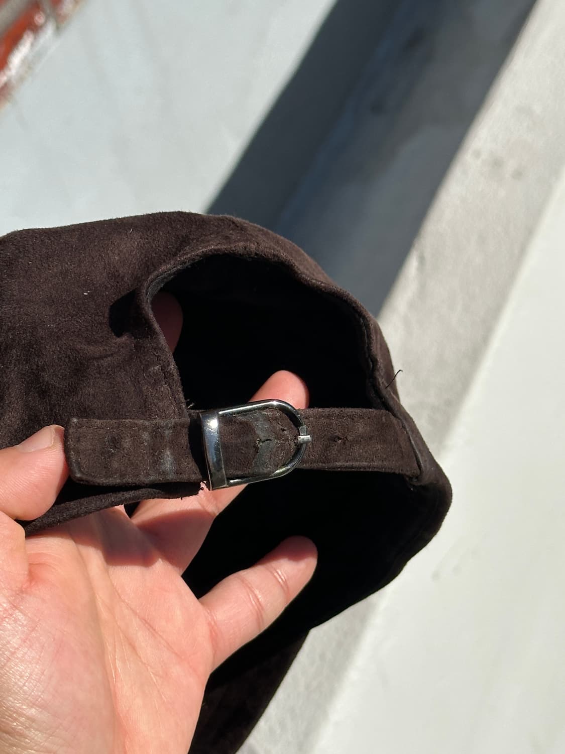 [F] 자라 브라운 스웨이드 볼캡 모자 상품이미지5