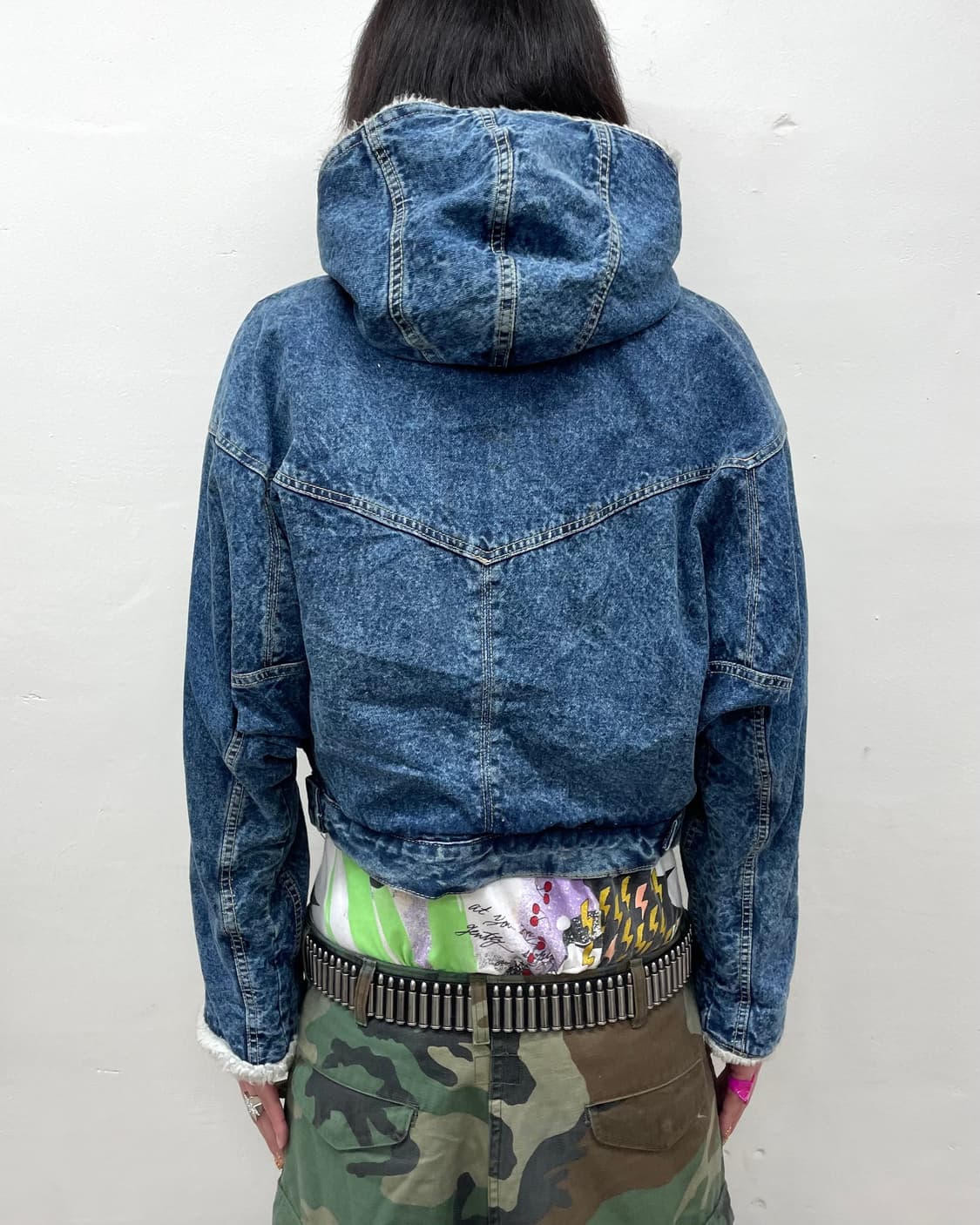 multi-pocket denim cropped hoodie jacket 상품이미지2