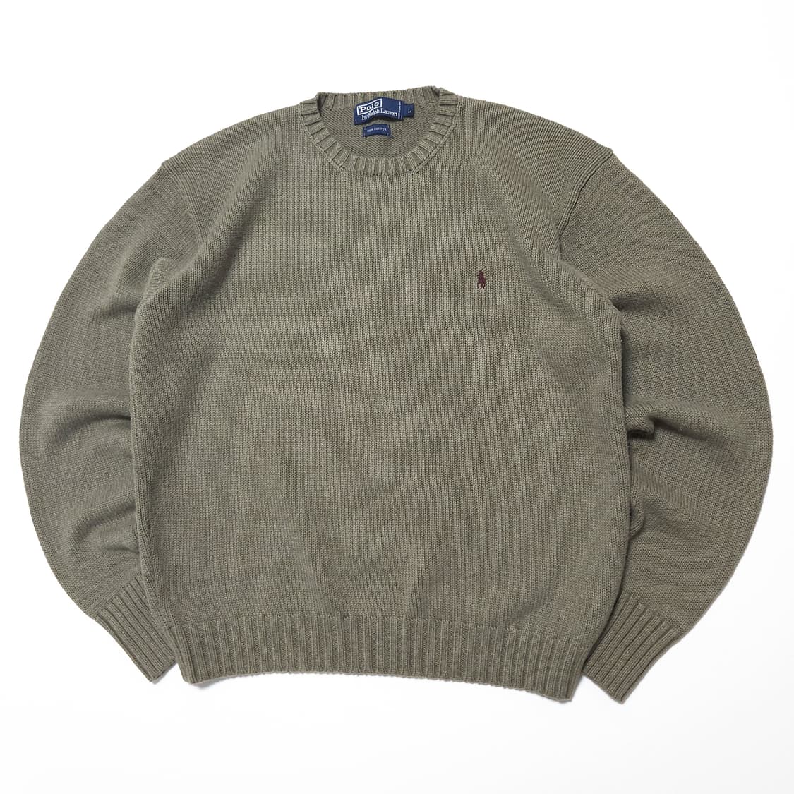 폴로 랄프로렌 00s 코튼 니트 스웨터 올리브 상품이미지1