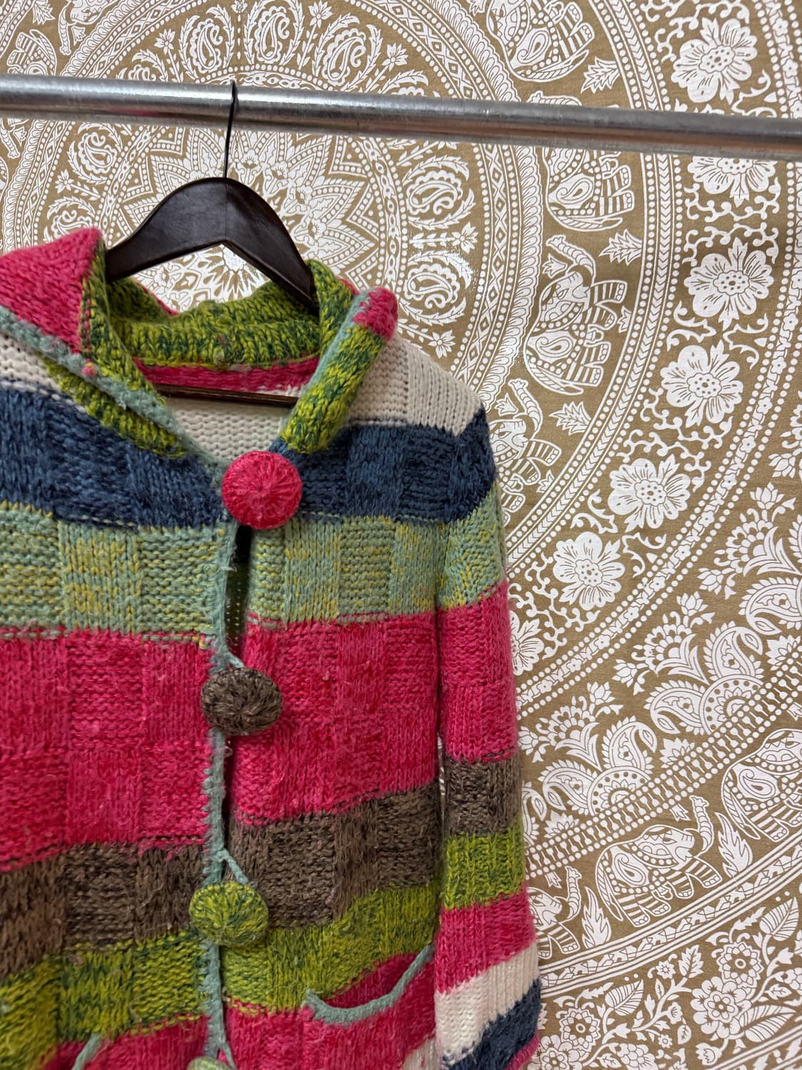 빈티지 왕버튼 스트라이프 니트 후드 가디건  상품이미지3