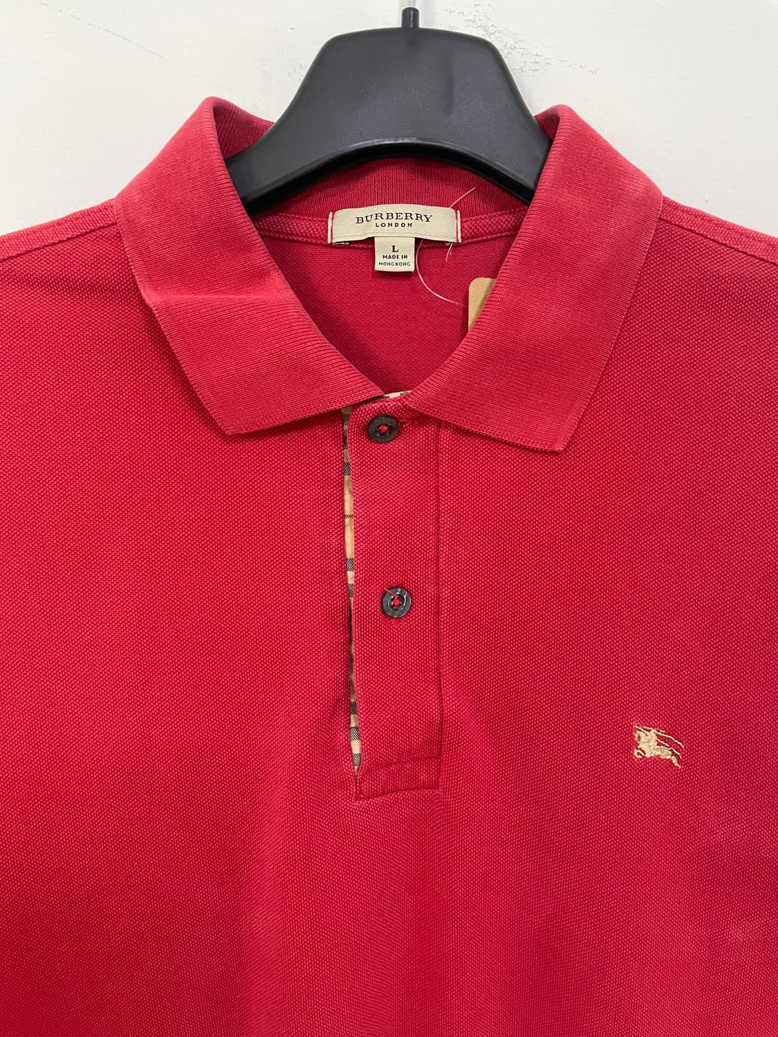 버버리 레드 반팔 폴로 티셔츠 상품이미지4