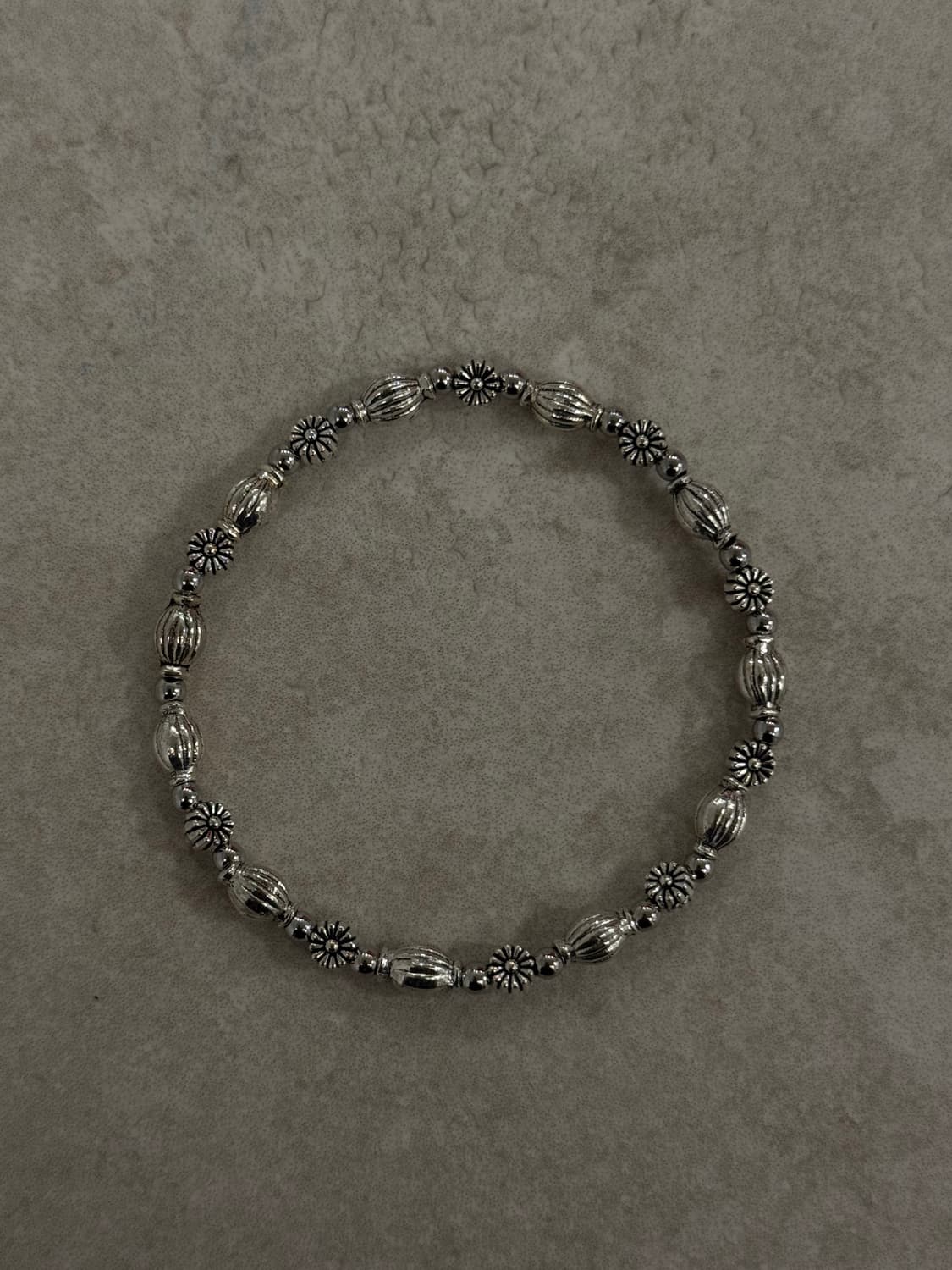 산호 호박석 플라워 포인트 실버 레이어드 팔찌 상품이미지1