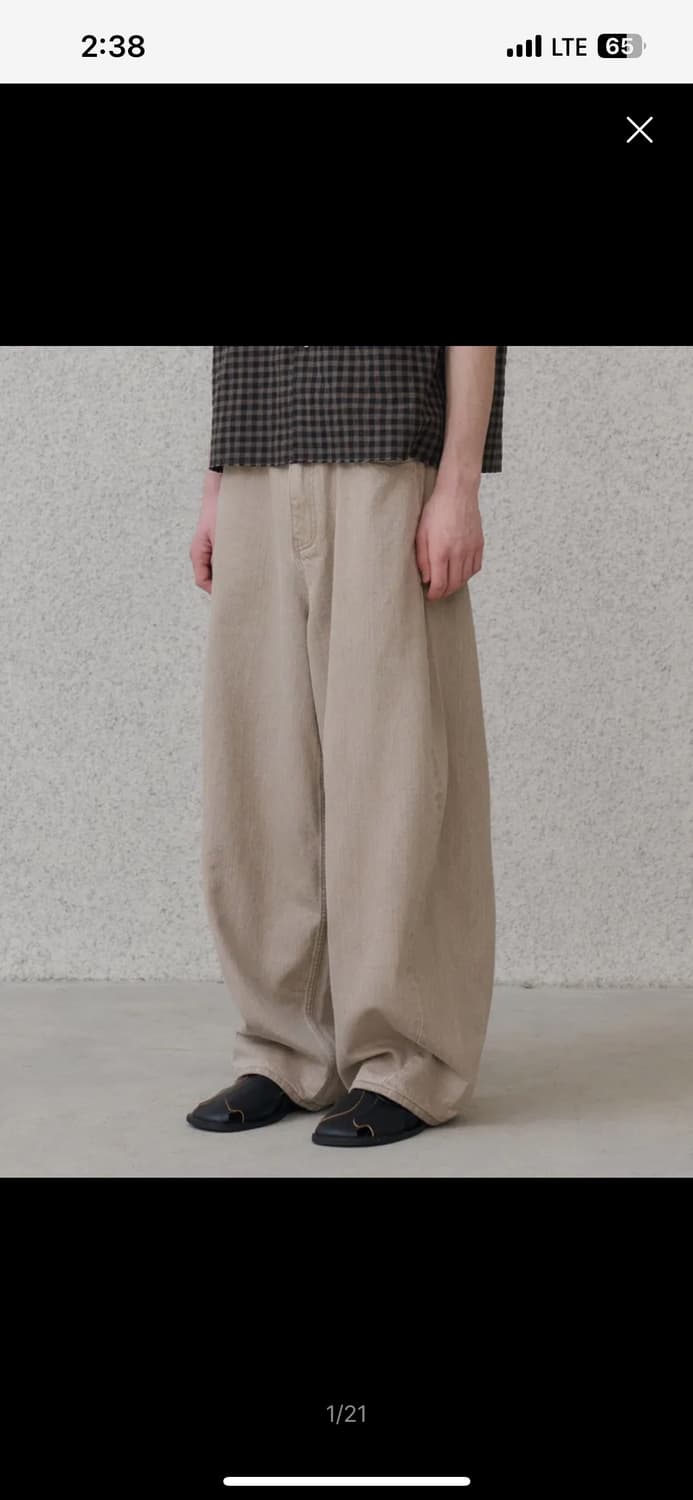 노운 와이드 커브드 데님 팬츠 상품이미지2