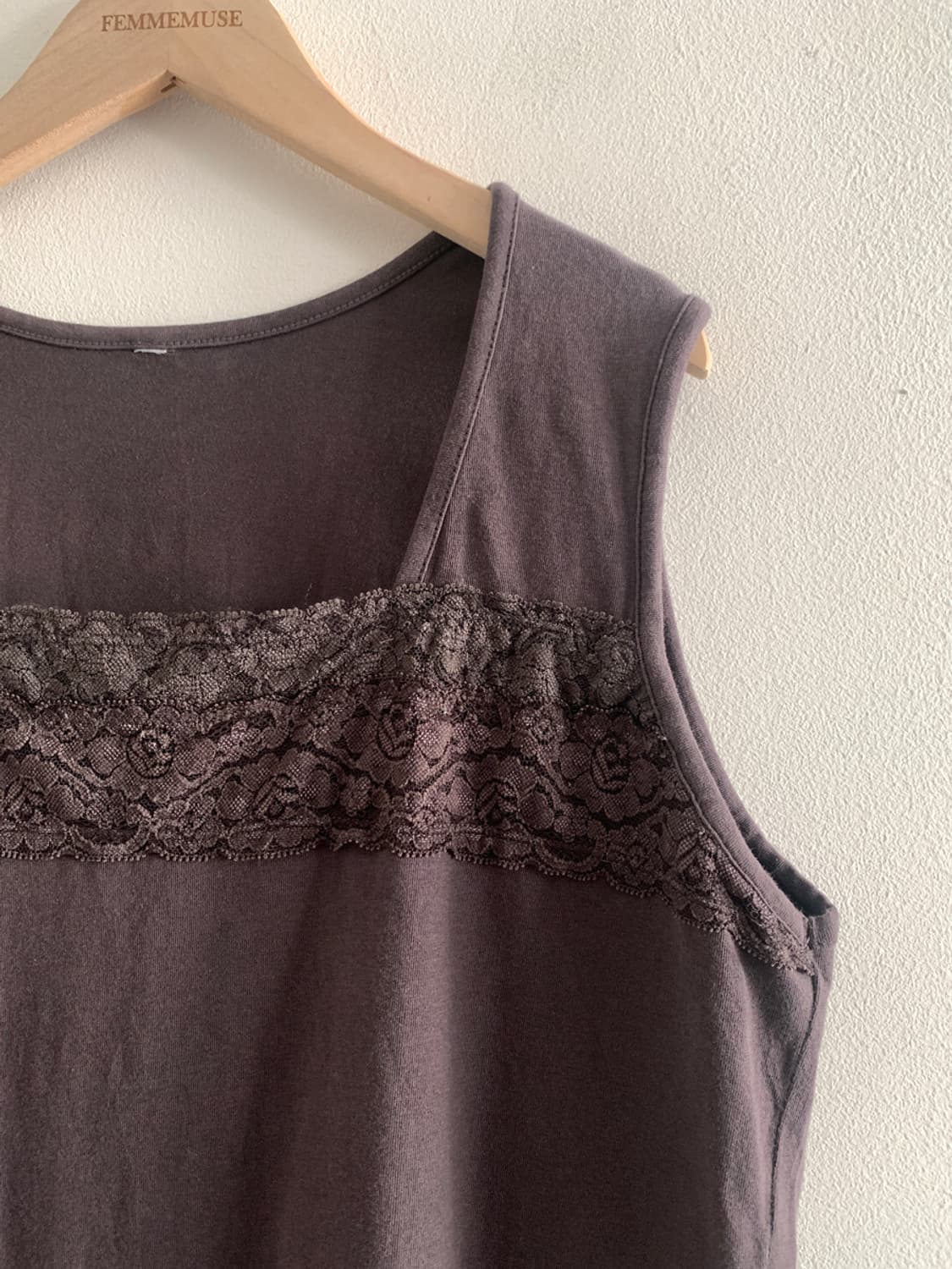(Vintage)Lace Square Neck Sleeveless Top 상품이미지2
