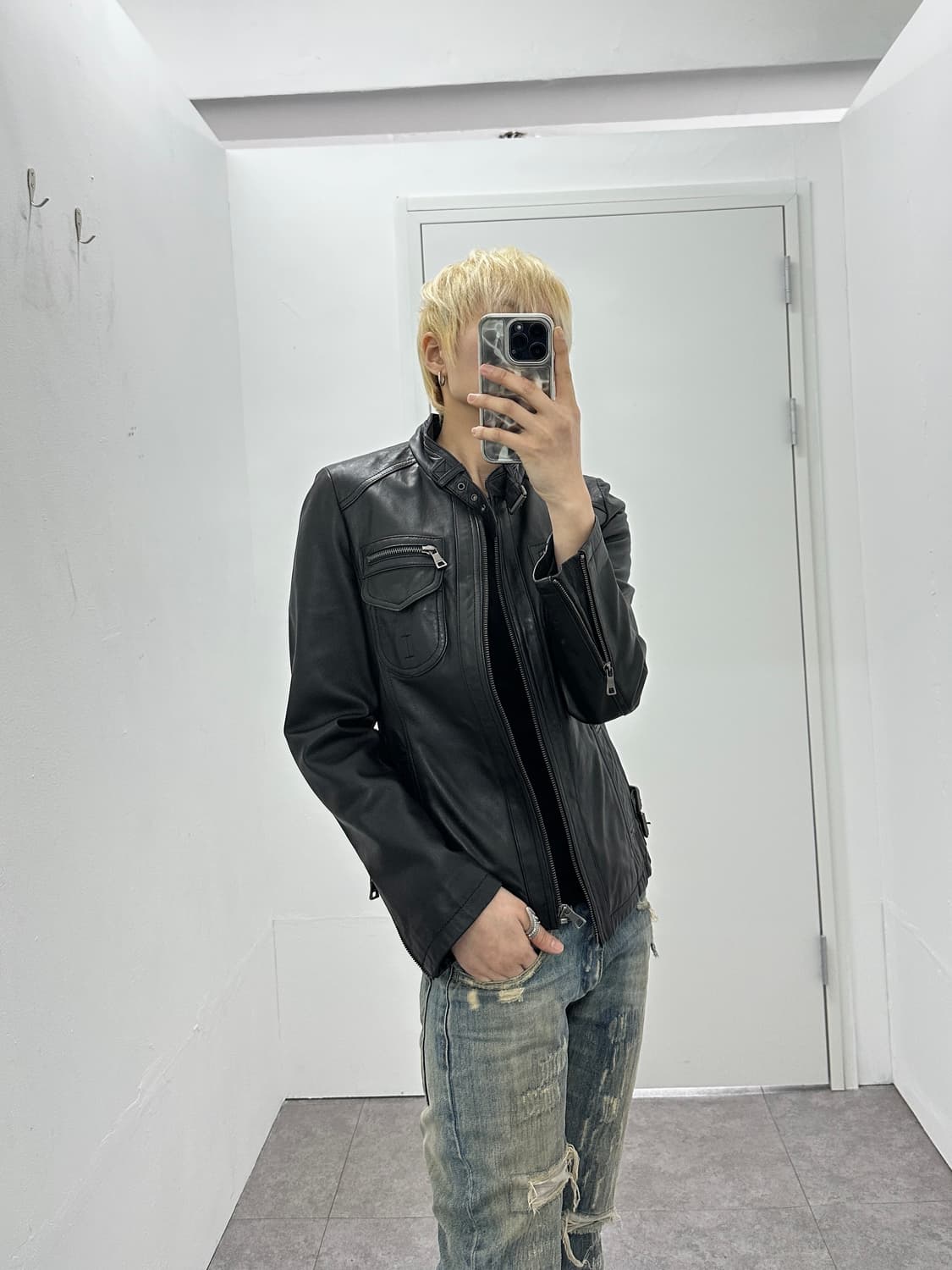 Zip Detail Lambskin Leather Jacket 상품이미지8