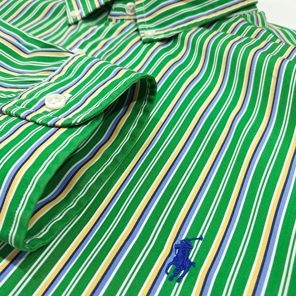 CL609 3XB 폴로 00s 코튼 멀티 스트라이프 그린 셔츠 남방 상품이미지4