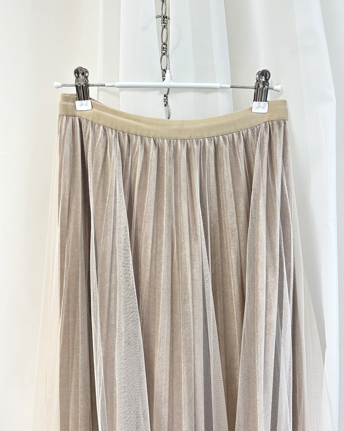 bei mesh velour pleated long skirt 상품이미지6