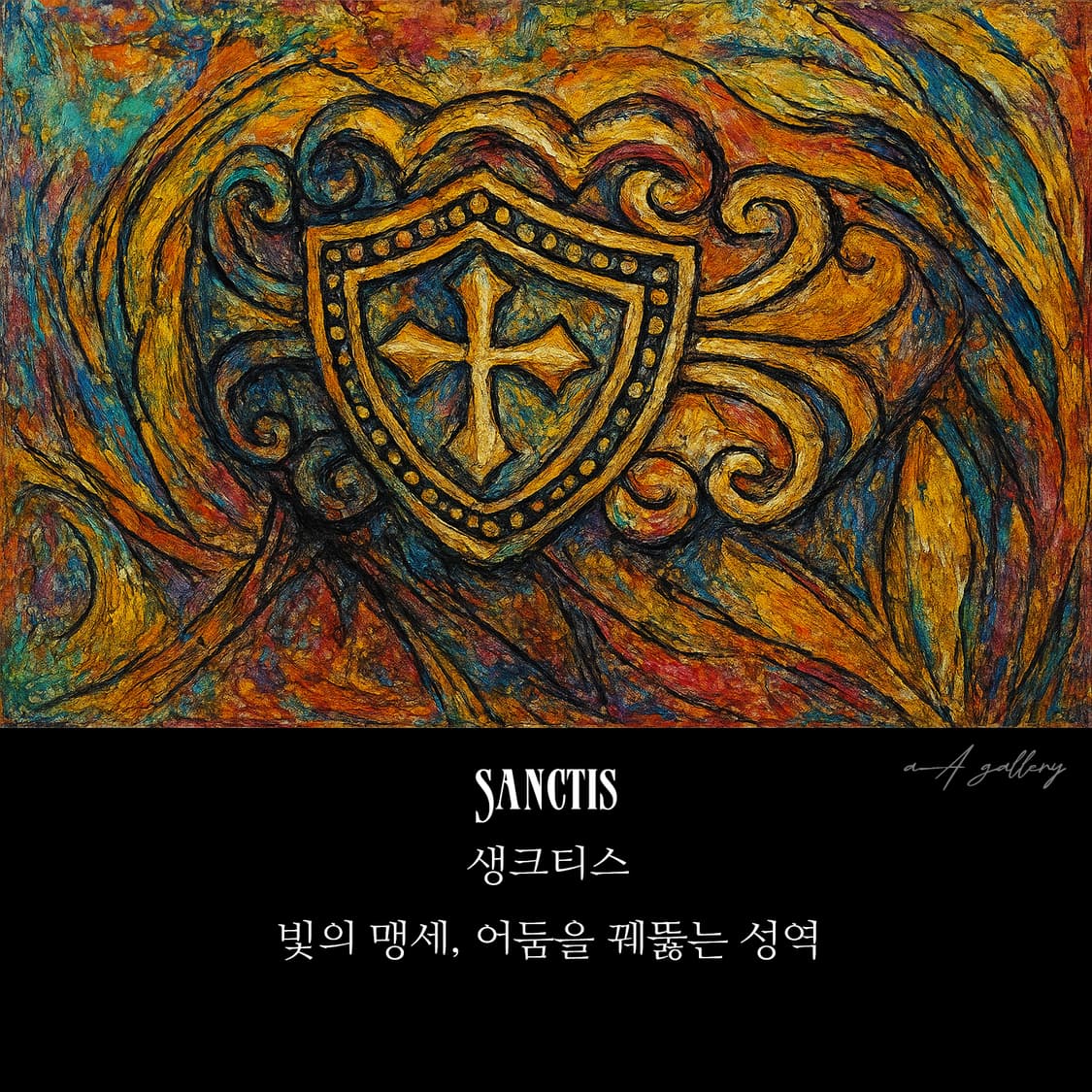 Sanctis 실버 남자 엔틱 빈티지 선물 방패 십자가 신화 반지 상품이미지8