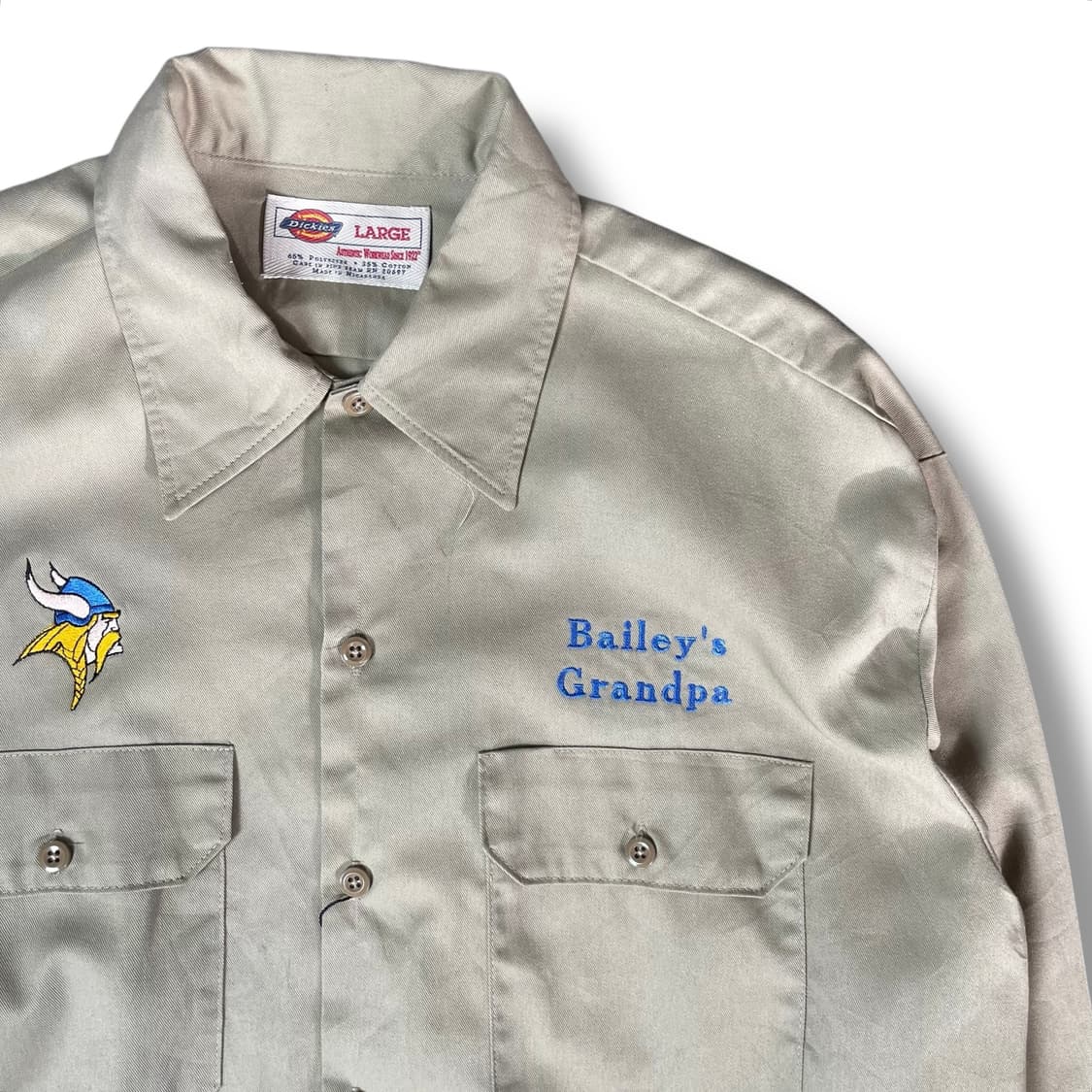 디키즈 미네소바 바이킹스로고 베이지 워크셔츠 L 상품이미지3