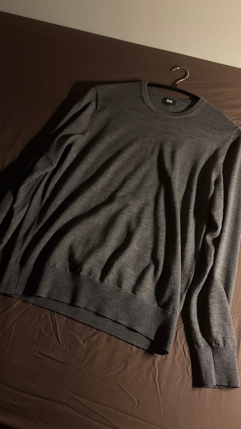 M) 유니클로 메리노 크루넥 스웨터 (그레이) 상품이미지1