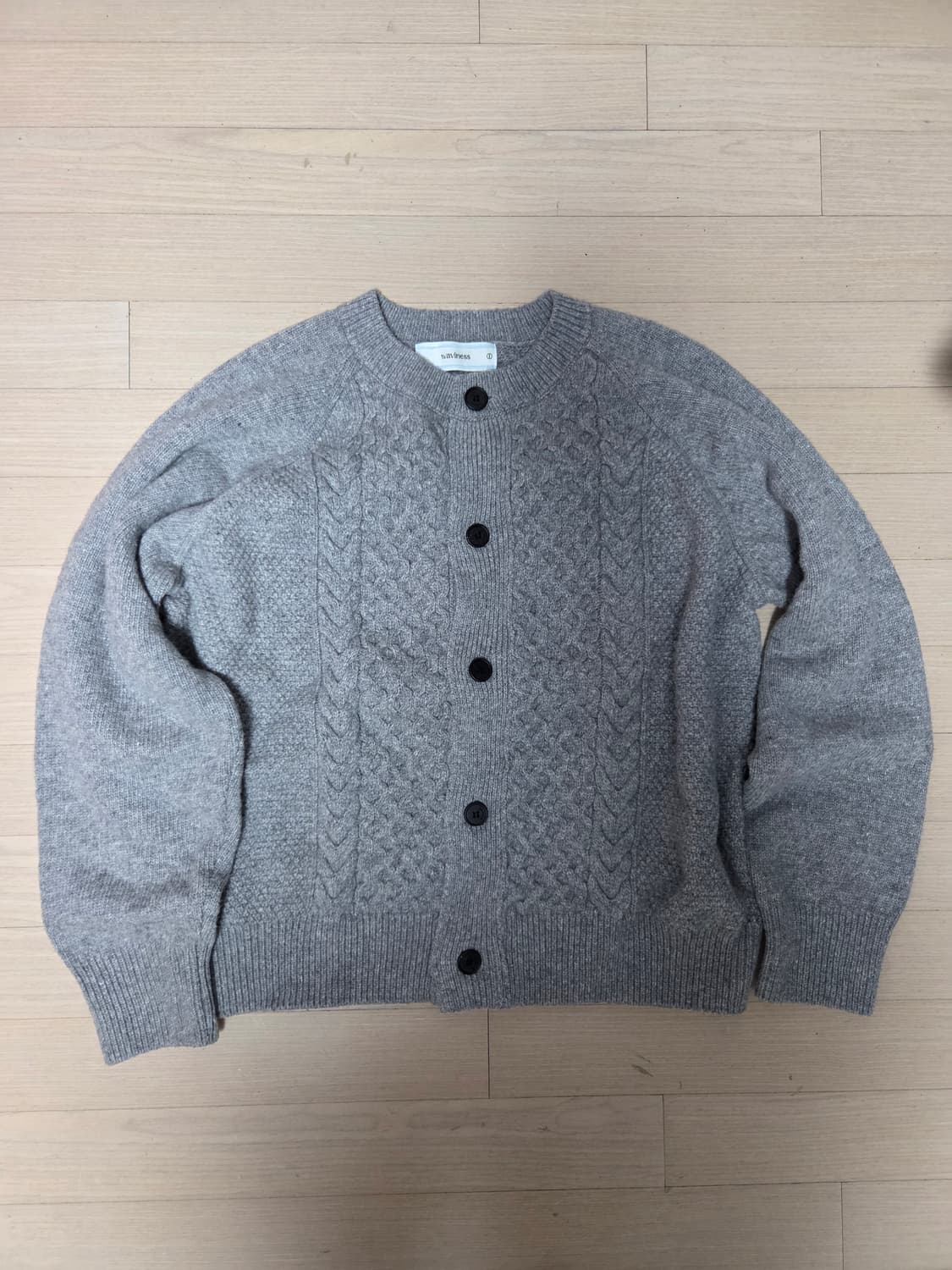 웨이비니스 더블 텍스쳐스 가디건 차콜 M 상품이미지1