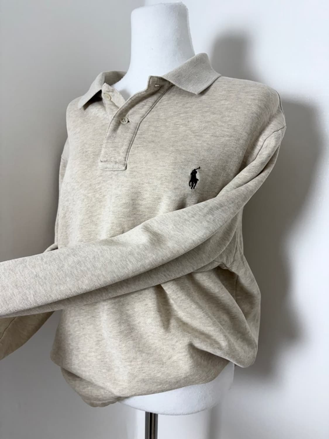 폴로 베이지 초코 카라 맨투맨 상품이미지1