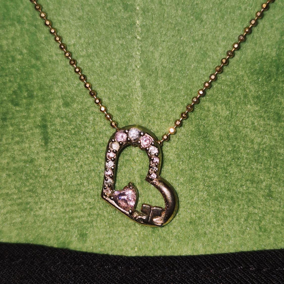 90s 꾸레쥬 드롭 하트 핑크 크리스탈 목걸이 상품이미지7