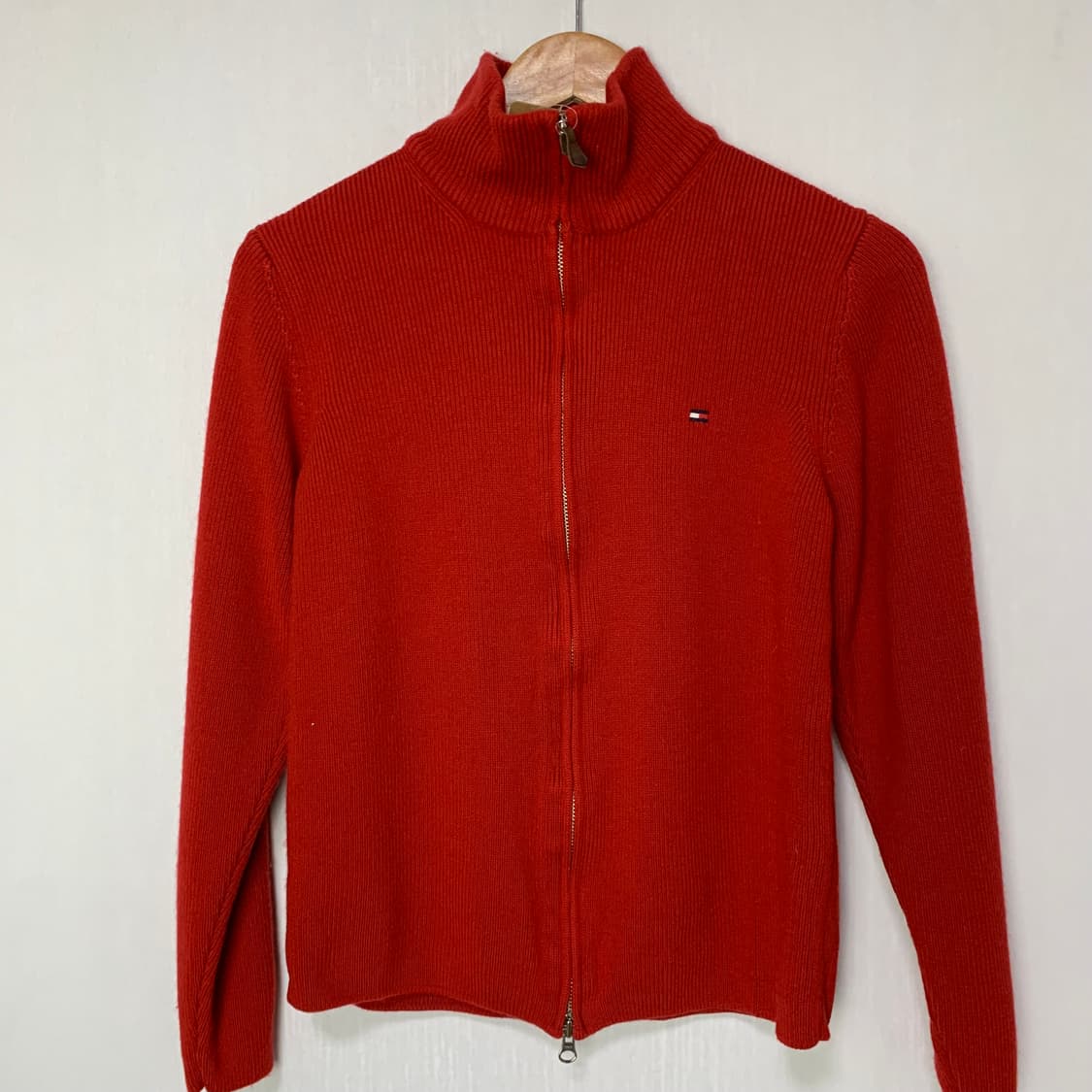 타미힐피거 레드 니트 집업 가디건 S 빈티지 여성 상품이미지2