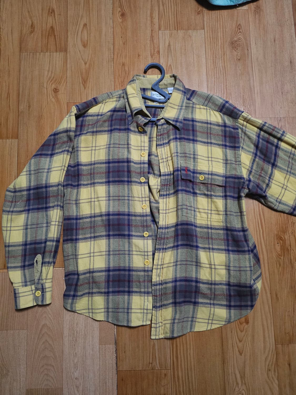 생로랑 옐로우 체크셔츠 상품이미지1