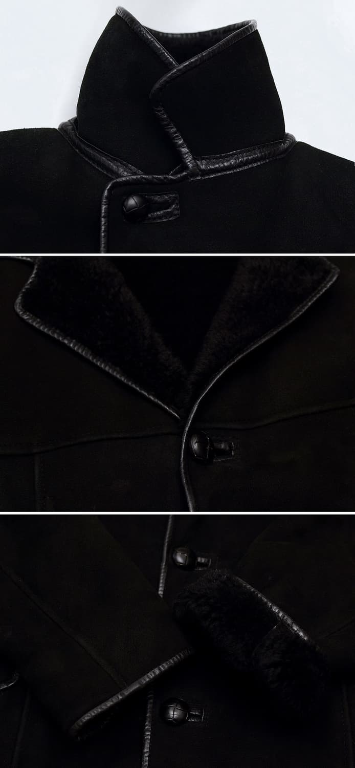 널시 잉글랜드 핸드메이드 블랙 쉽스킨 무톤 코트 자켓 (L / 105+) 상품이미지9