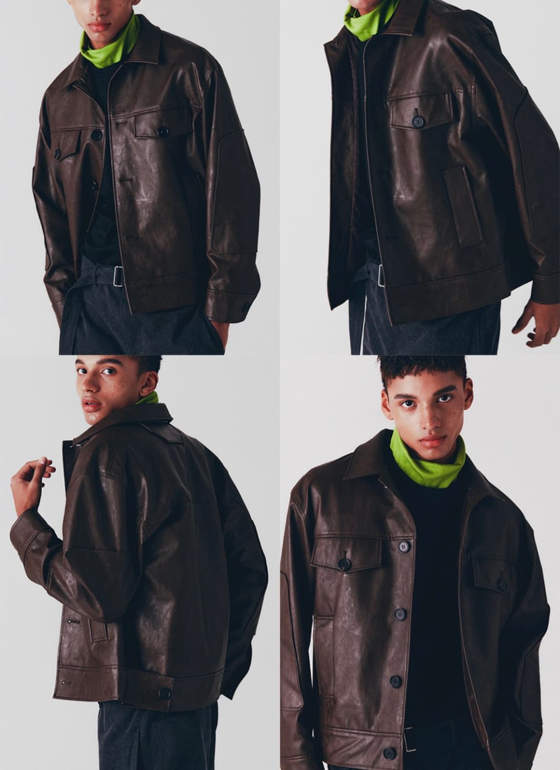 애니타임로릭 튤립 레더 자켓 브라운  상품이미지5