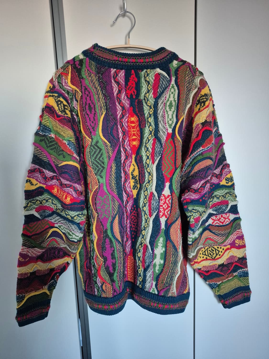 쿠지 맛 빈티지 케이블 3D 니트 패턴 스웨터 에스닉 히피 상품이미지2