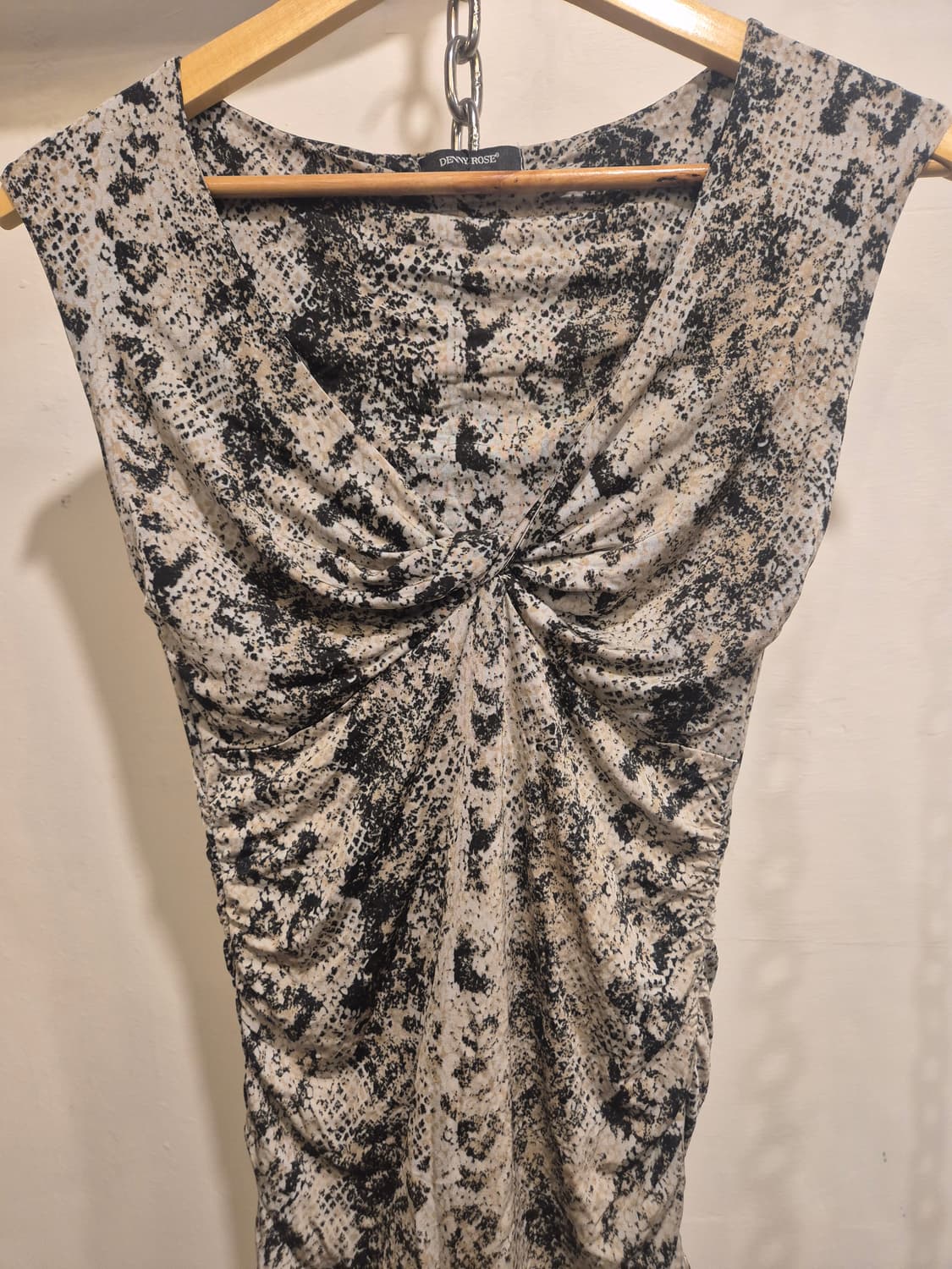 파이톤 패턴 셔링 블랙 베이지 슬리브리스 갸루 y2k 펑크 상품이미지3