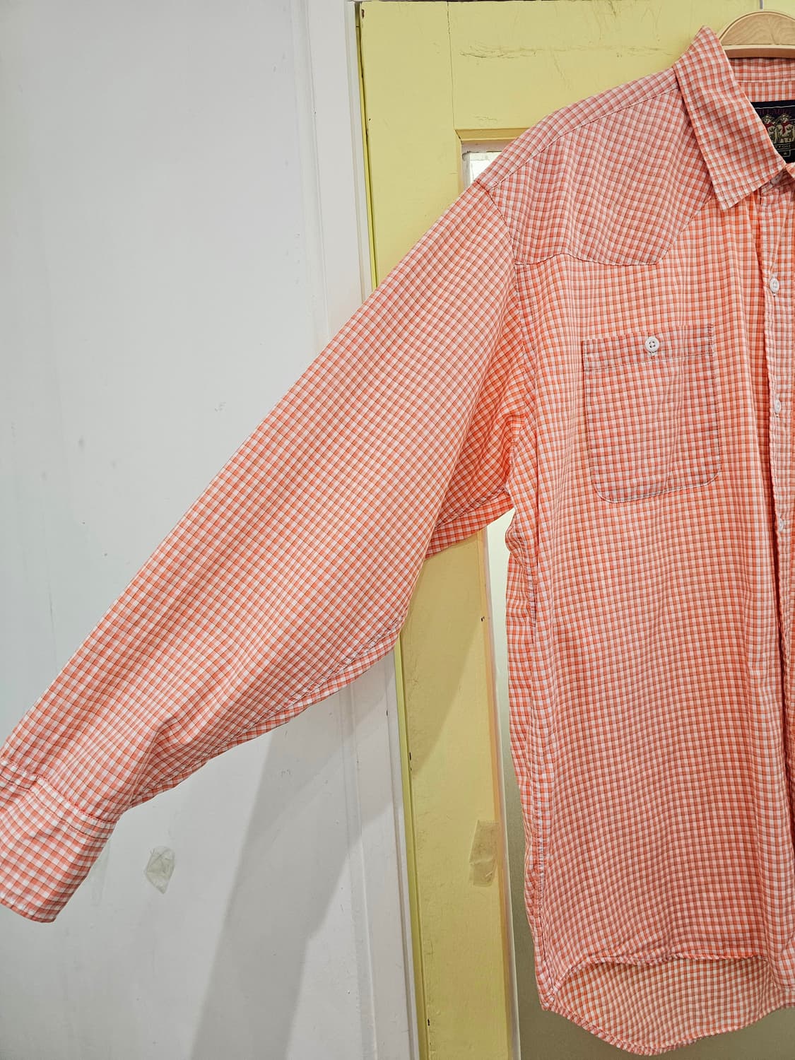 90's Ralph Lauren Chaps 보이스카웃라벨 오렌지 체크셔츠 상품이미지3