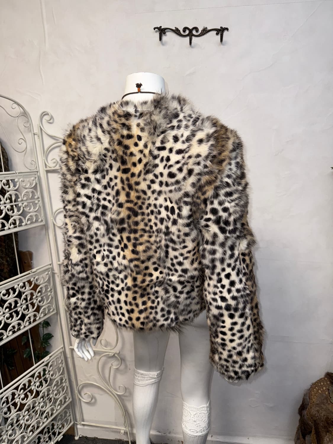 Mixed brown leopard rabbit fur short jk 상품이미지6