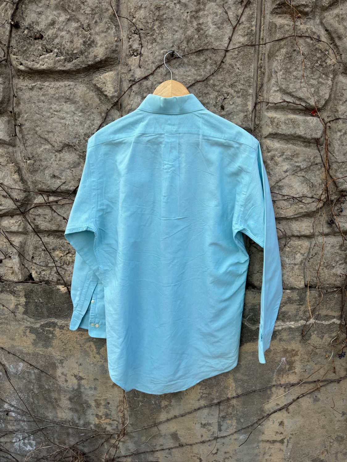 80~90s 폴로 랄프로렌 빈티지 빳빳한 코튼 셔츠 하늘색 105 상품이미지2