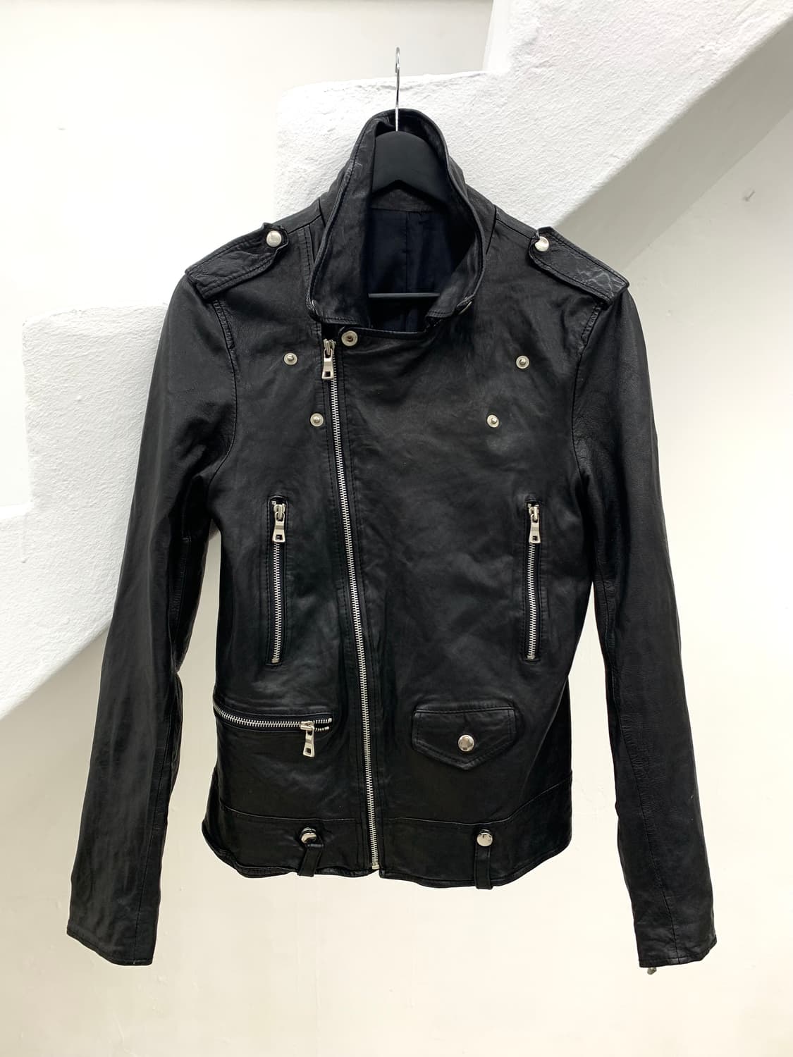 Rock mood vintage lambskin leather jacke 상품이미지5