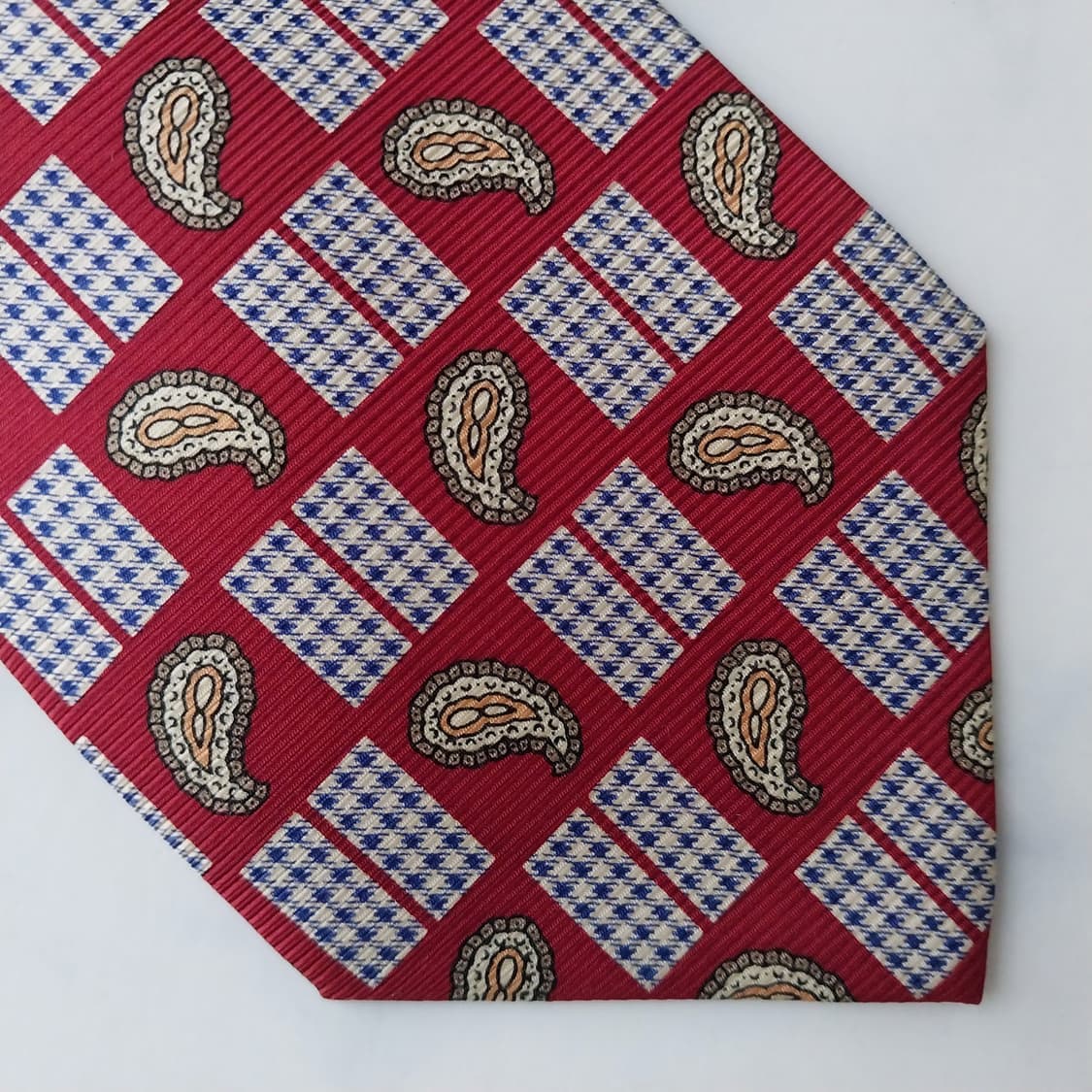 발망 실크 레드 페이즐리 패턴 넥타이 9.5cm A+등급 K1627
 상품이미지9