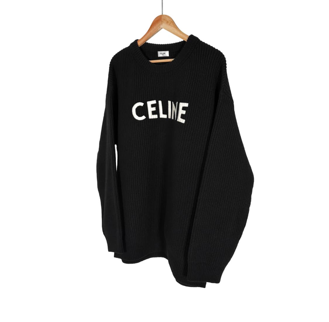[S] Celine 셀린느 남성 로고 오버사이즈 울 니트 스웨터 블랙 상품이미지2